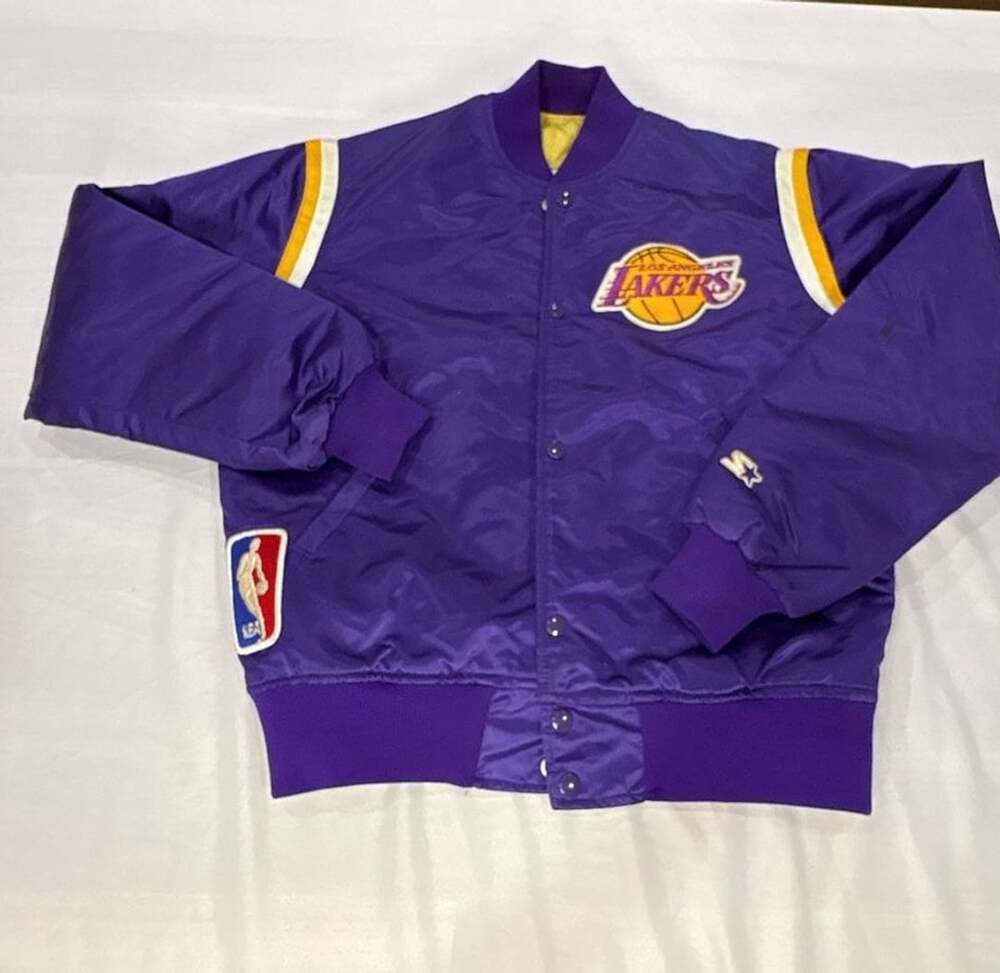 Starter Los Angeles Lakers Purple Satin Varsity Jacket